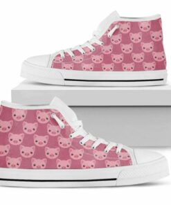 cute pink pig pattern print white high top shoes 01 600x600