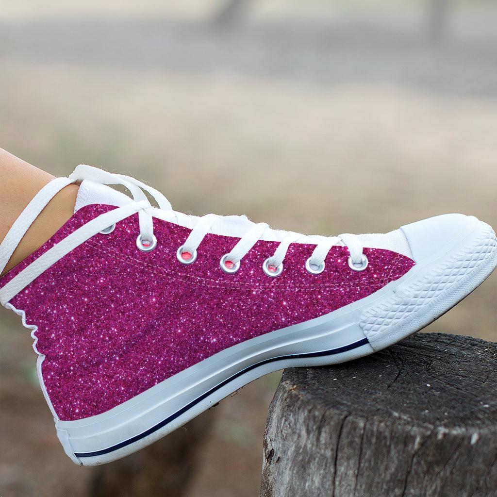 Magenta Pink Glitter Pattern Canvas Shoes