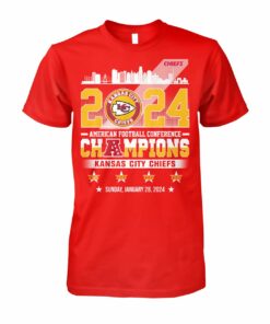 Kansas City Chiefs Super Bowl Tshirt 2023 2024 AFC Champs Two Sided
