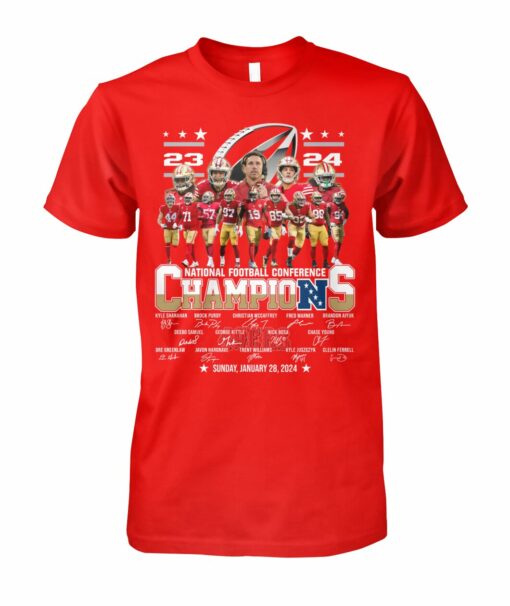 San Francisco 49Ers Back 2 Back 2023 Nfc West Champions Signature T-Shirt Two Sided