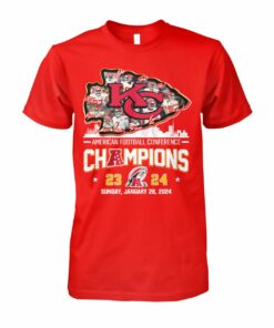 Kansas City Chiefs Super Bowl Tshirt 2023 2024 AFC Champs PL LG Cup Two Sided
