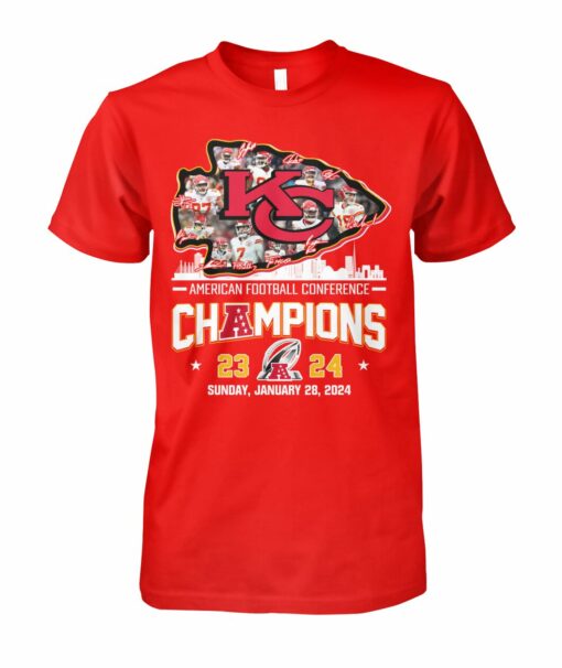 Kansas City Chiefs Super Bowl Tshirt 2023 2024 AFC Champs PL LG Cup Two Sided
